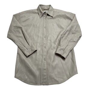 Aritzia Babaton Faux Leather Shirt Jacket in Beige